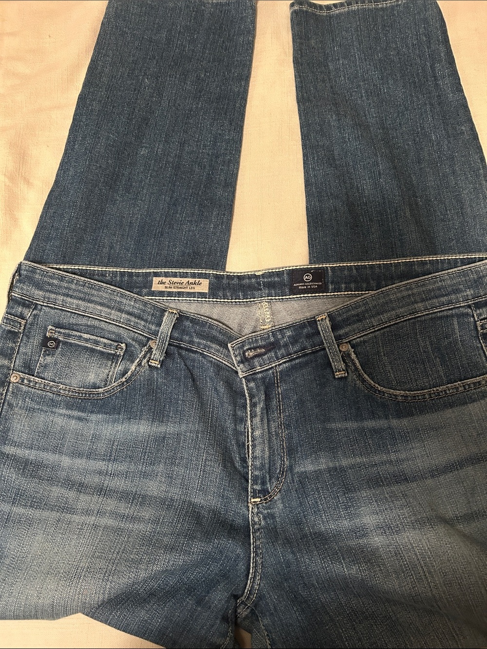 Ag Adriano Goldschmied Women's Cropped Blue Denim Jeans